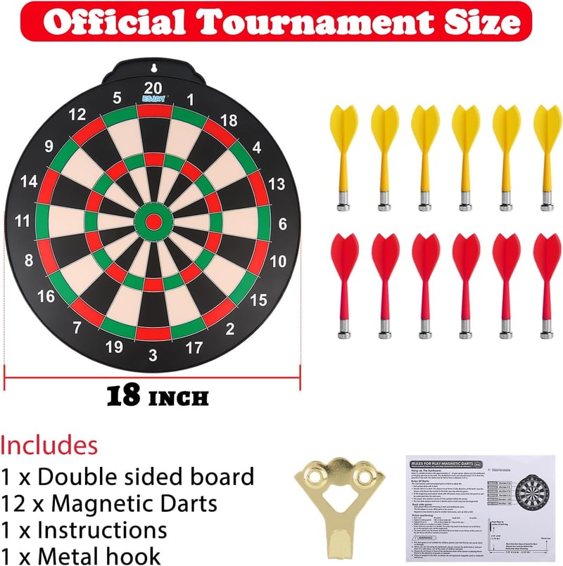 Magnetic Dart Board Set with 12 Darts – Kids' Indoor Outdoor Toy