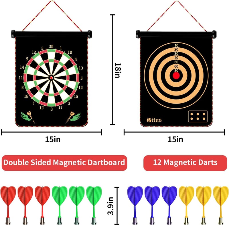 Magnetic Dart Board Game for Kids Ages 8-13 with 12 Darts