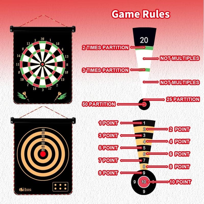 Magnetic Dart Board Game for Kids Ages 8-13 with 12 Darts