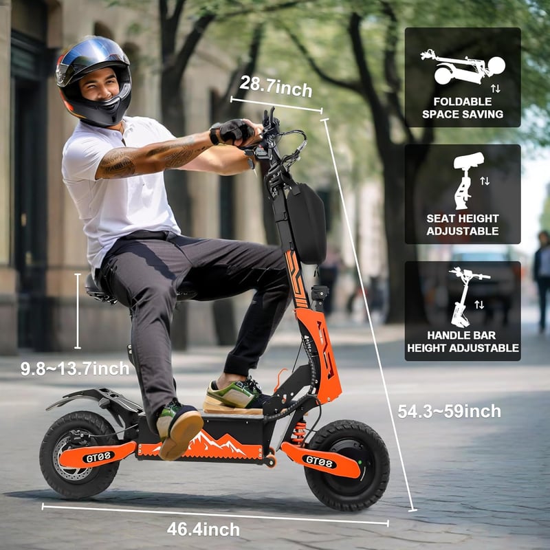 Electric Folding Scooter 5600W, 50MPH, Off-Road Tires