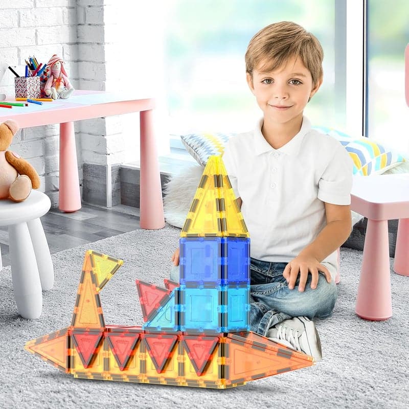 Magnetic 3D Building Tiles Set - 60 Piece Educational Toy