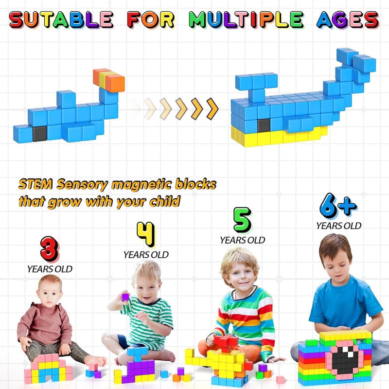 Magnetic Building Blocks for Toddlers Ages 3-5, STEM Montessori Toy
