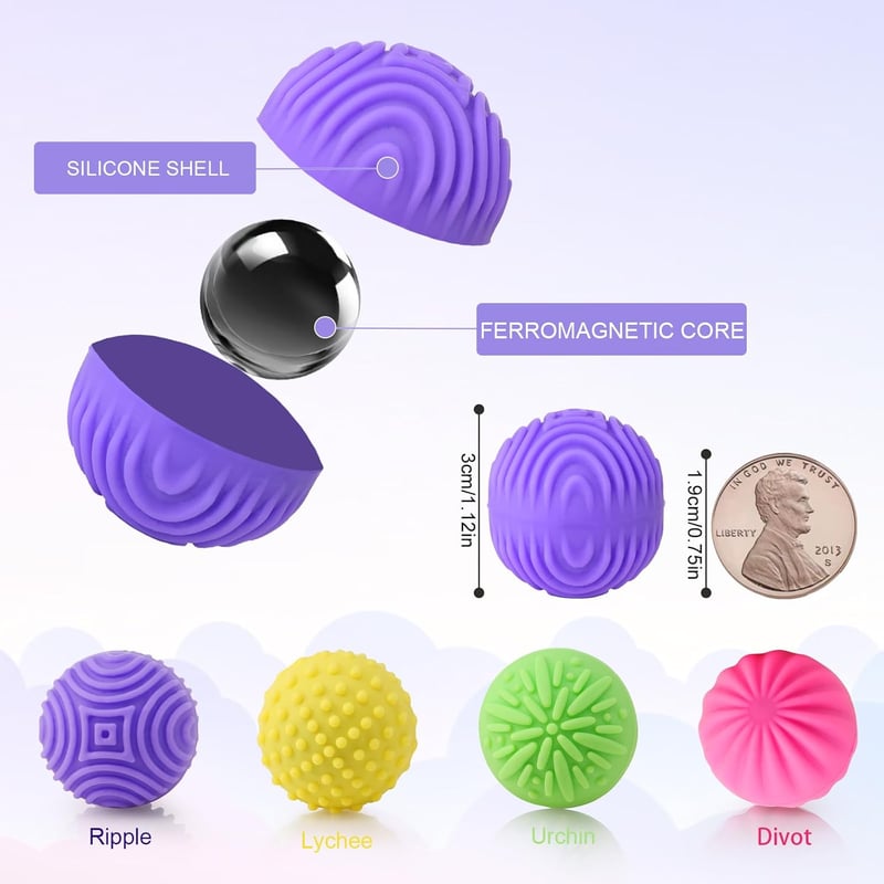 Magnetic Silicone Fidget Balls 8-Pack – Stress Relief for Adults & Teens