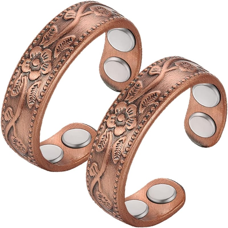 Copper Magnetic Ring for Women, 99.9% Pure Copper, Adjustable