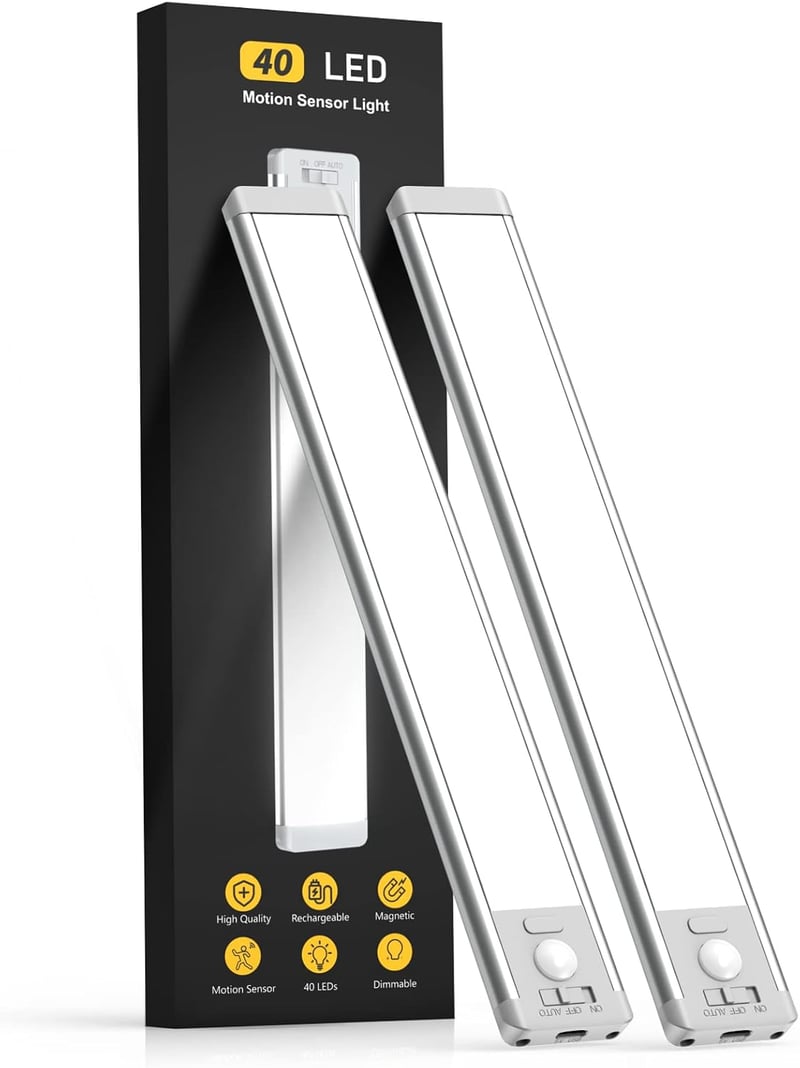 Rechargeable Motion Sensor LED Closet Lights, 2-Pack Magnetic