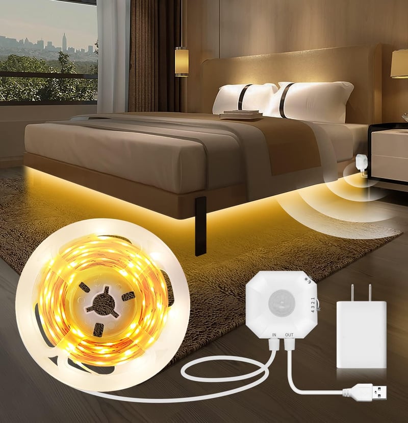 Motion Sensor LED Strip Light for Bedroom & Cabinet, Warm White
