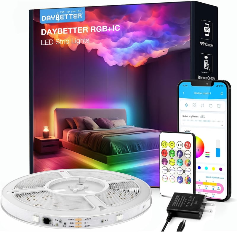 Smart App-Control LED Strip Lights, Music Sync, 16.4 ft