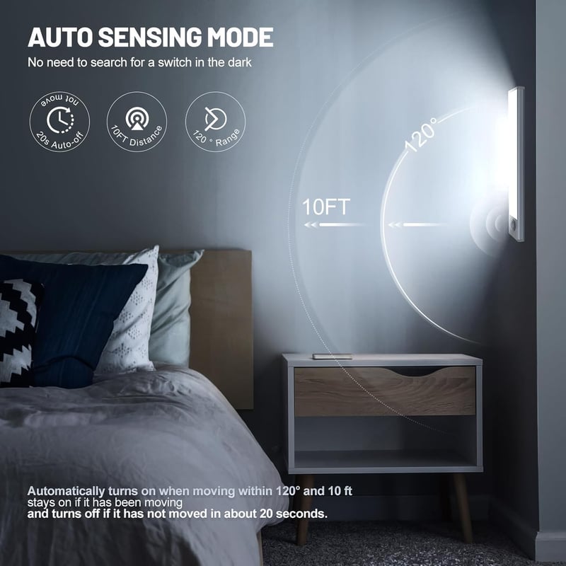 Rechargeable Motion Sensor Under Cabinet Lights, 6-Pack, Wireless