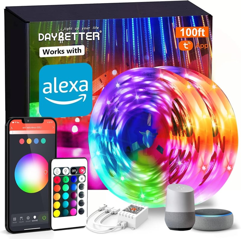 Smart WiFi LED Strip Lights 100ft, Alexa-Compatible, Color Changing