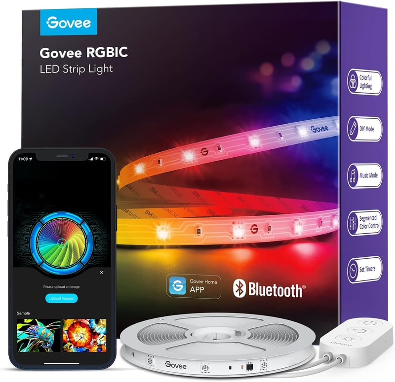 Smart RGBIC LED Strip Lights, 16.4ft Bluetooth Music Sync