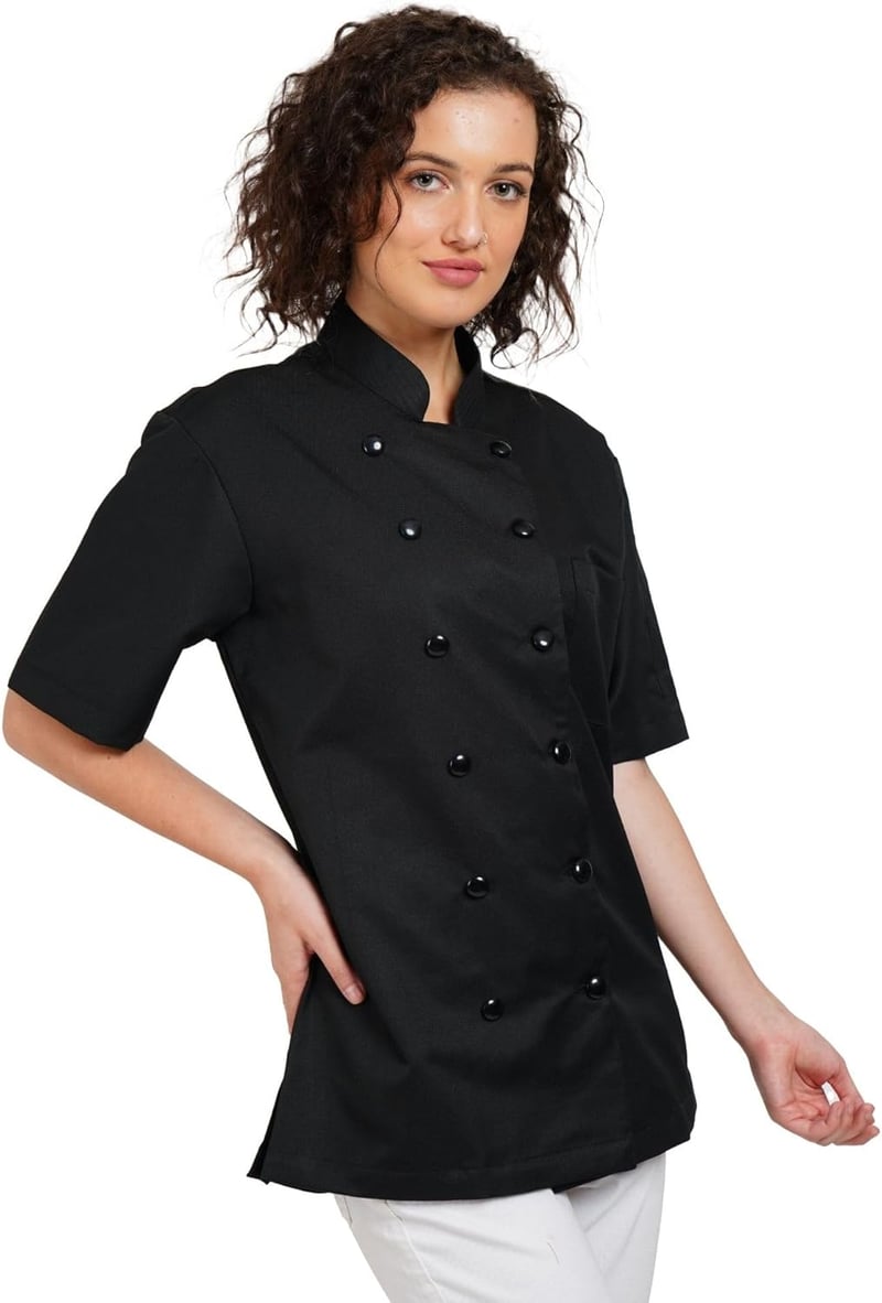 Women's Lightweight Chef Jacket with Black Piping, S-5XL