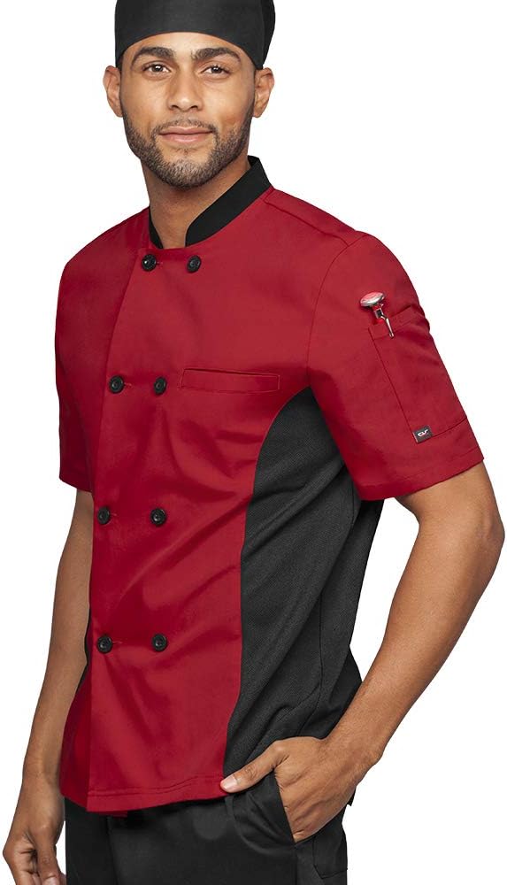 Men's Chef Coat with Mesh Panels (Sizes S-3X, 6 Colors)