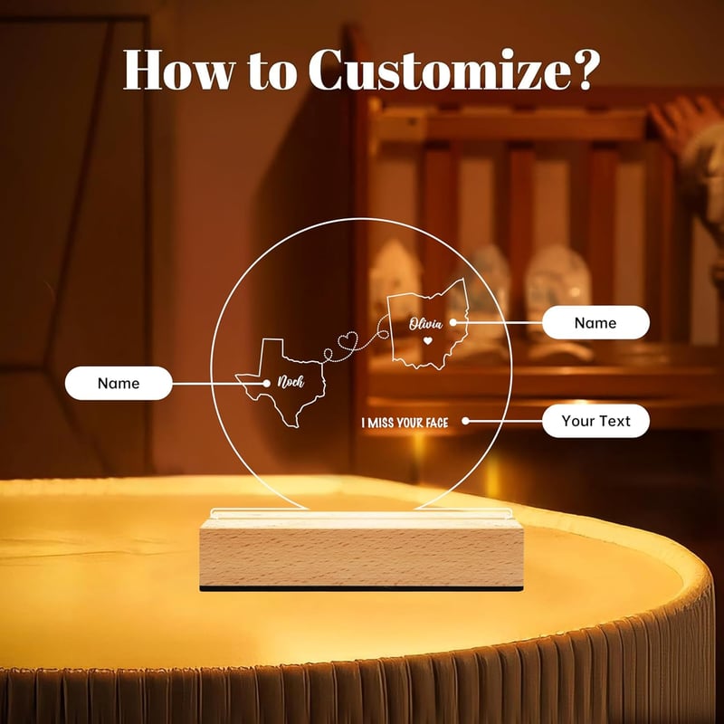 Christmas Engraved Map Light Plaque for Couples