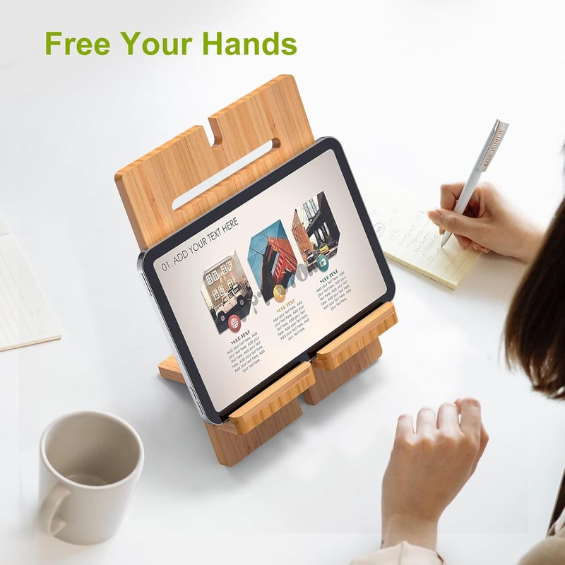 Adjustable Bamboo Tablet & Phone Stand for 4.7-13