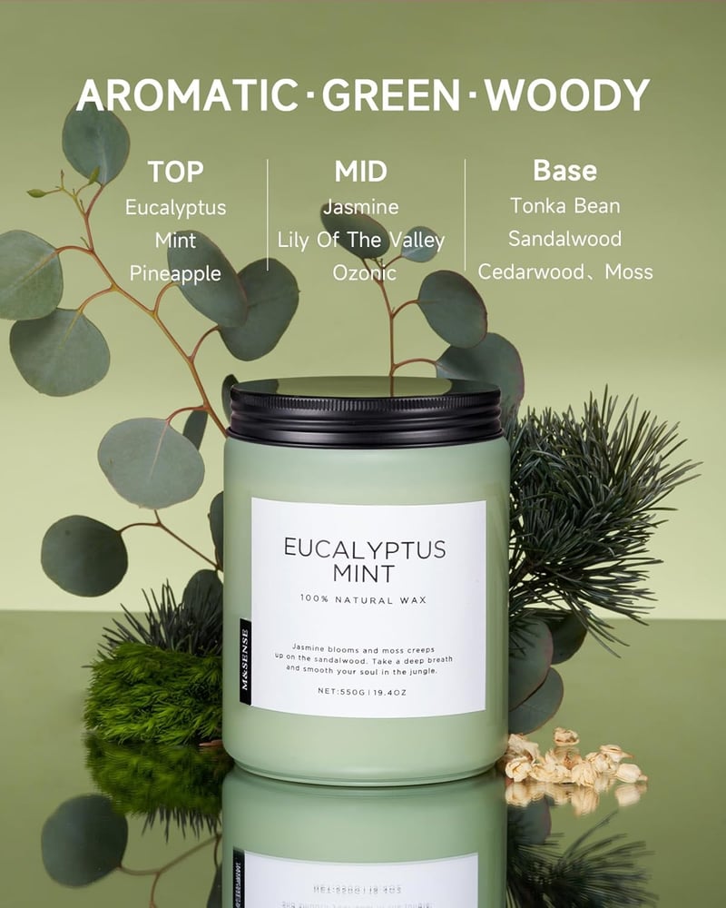 Eucalyptus Mint Aromatherapy Candle, 19.4oz, Stress Relief
