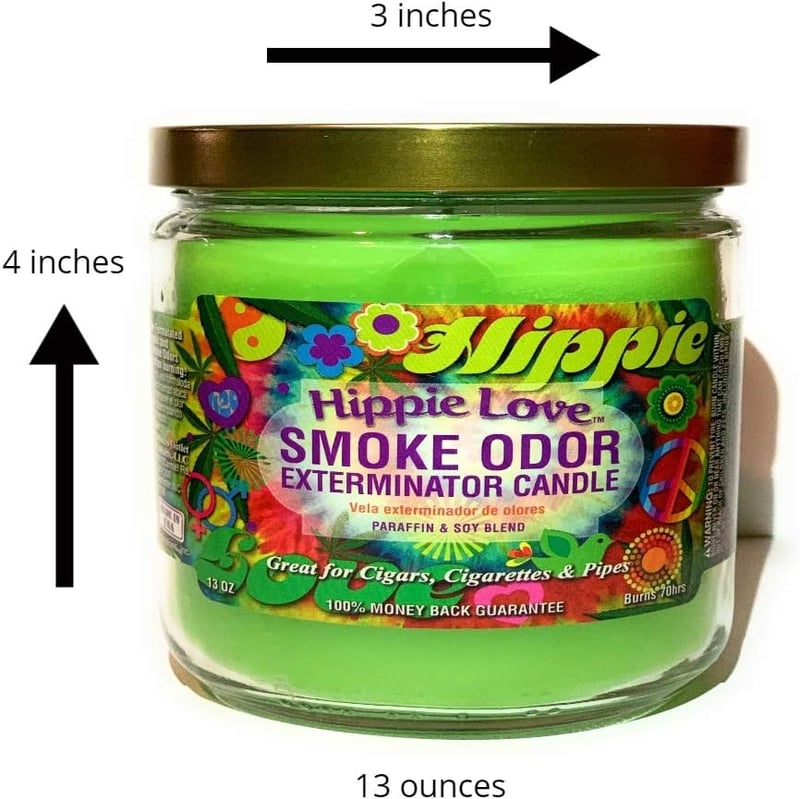 Hippie Love Smoke Odor Eliminator Jar Candles, 13 oz, Set of 2