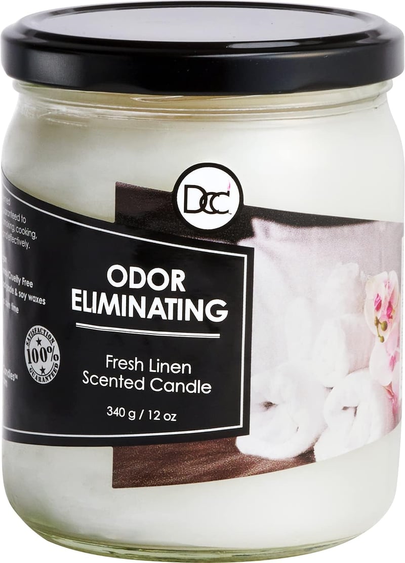 Odor-Eliminating Fresh Linen Candle, 12oz Soy Blend, 80hr Burn