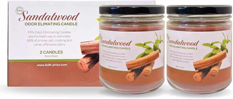 Odor Eliminating Sandalwood Candle Set, Soy Wax, 90-Hour Burn Time