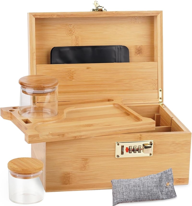 Gift Box with Lock: Bamboo Stash Storage Set