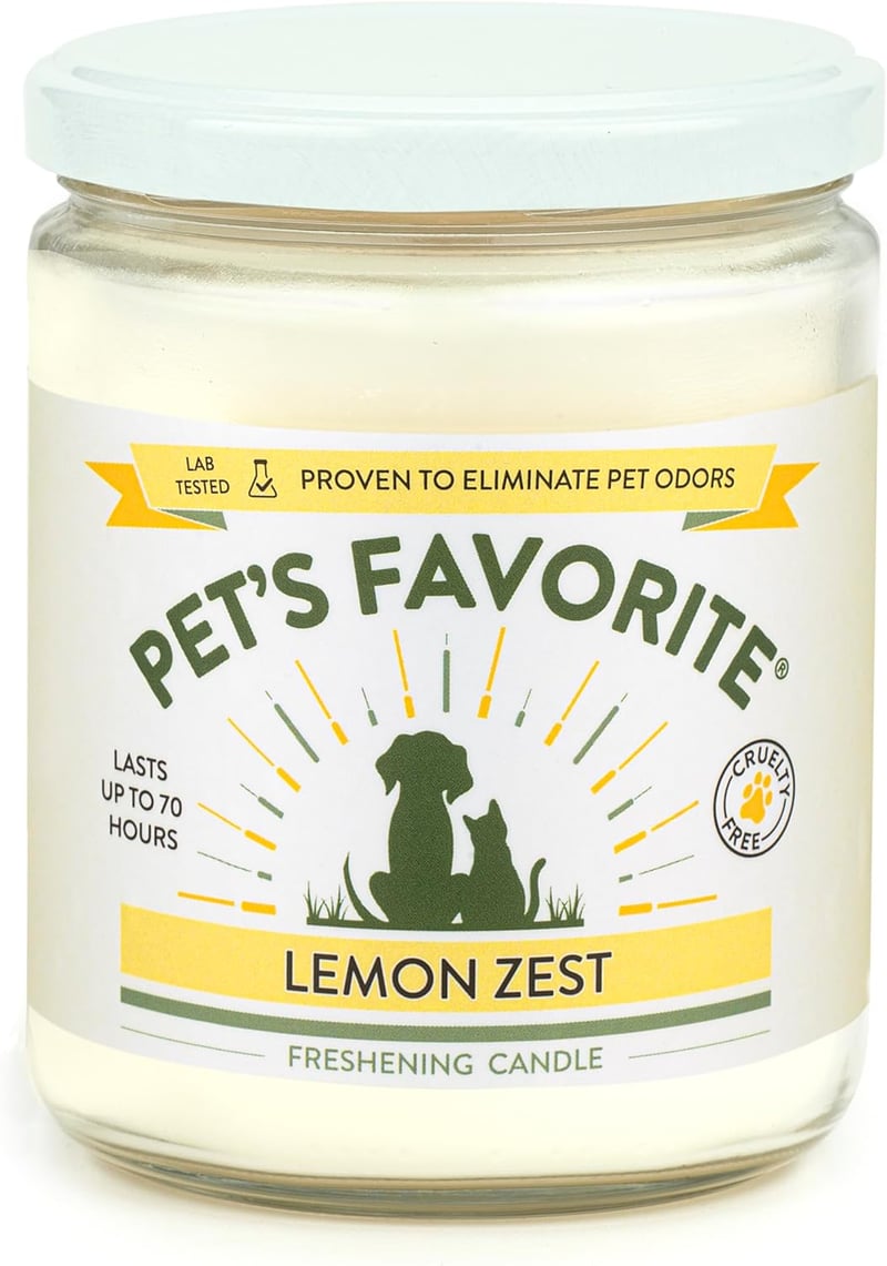 Pet-Safe Odor-Eliminating Lemon Candle, 70-Hour Burn Time