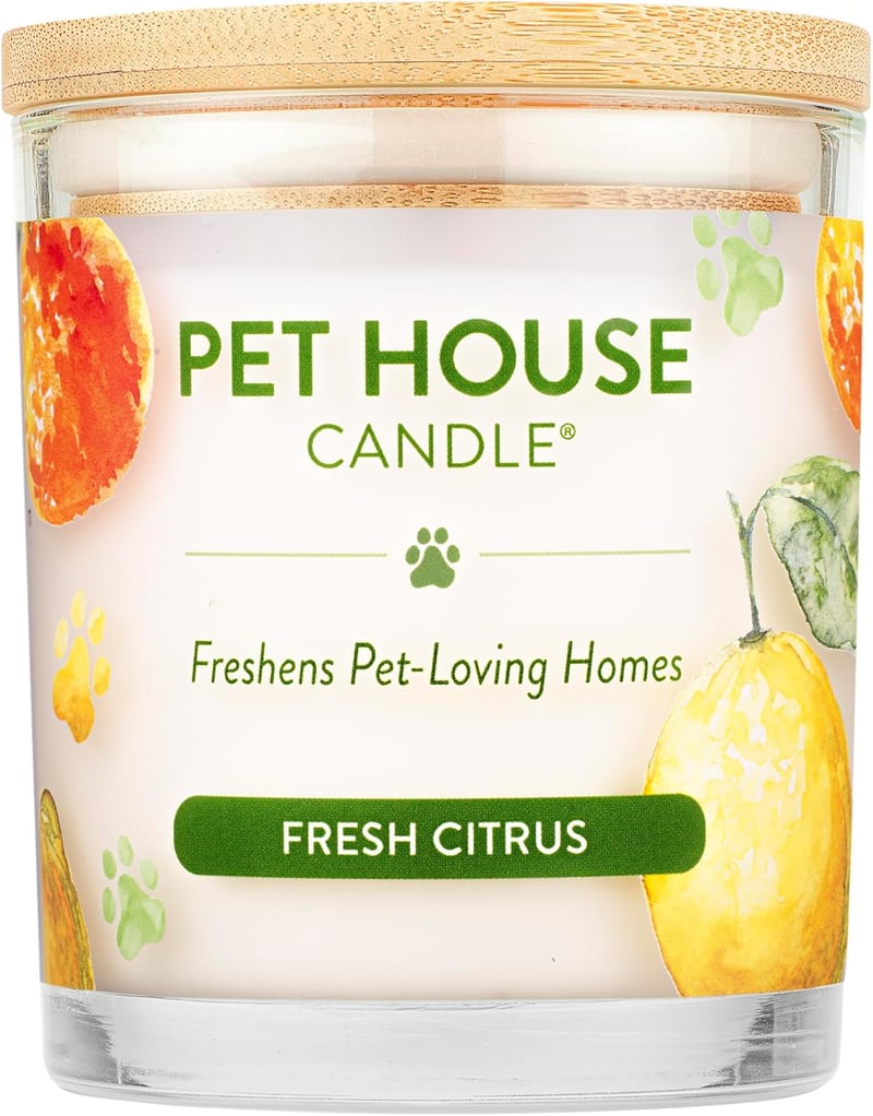 Pet House Candle – Fresh Citrus Soy Wax Odor Eliminator, 60-Hour Burn