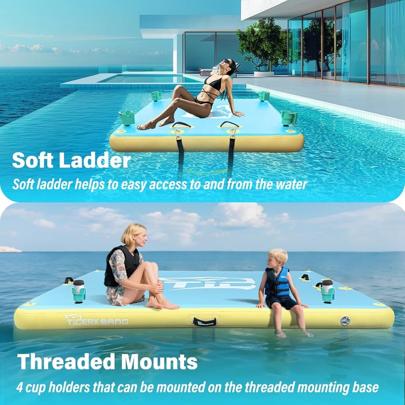 Inflatable Floating Dock Platform for Lake, Pool, Beach – 6ft/8ft