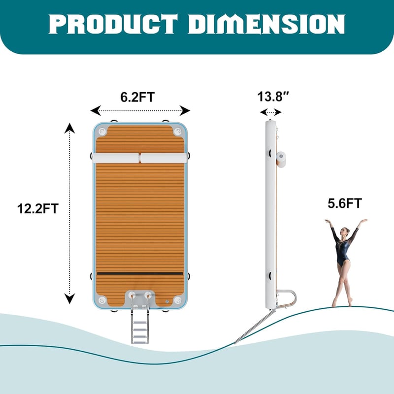 Floating Dock Platform with Non-Slip EVA & Rope Ladder
