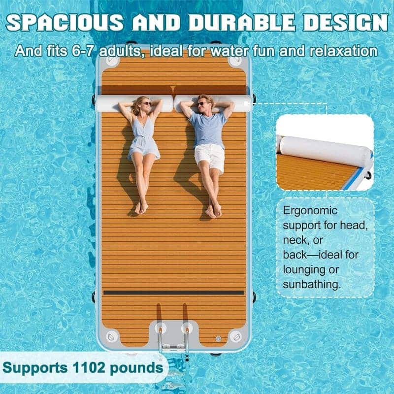 Floating Dock Platform with Non-Slip EVA & Rope Ladder