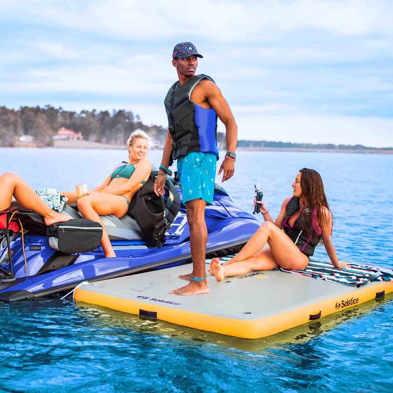 6-Person Inflatable Water Dock for Lakes, Pools, and Beaches