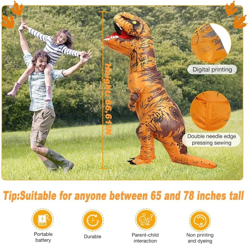 Halloween T-Rex Inflatable Dinosaur Costume for Adults