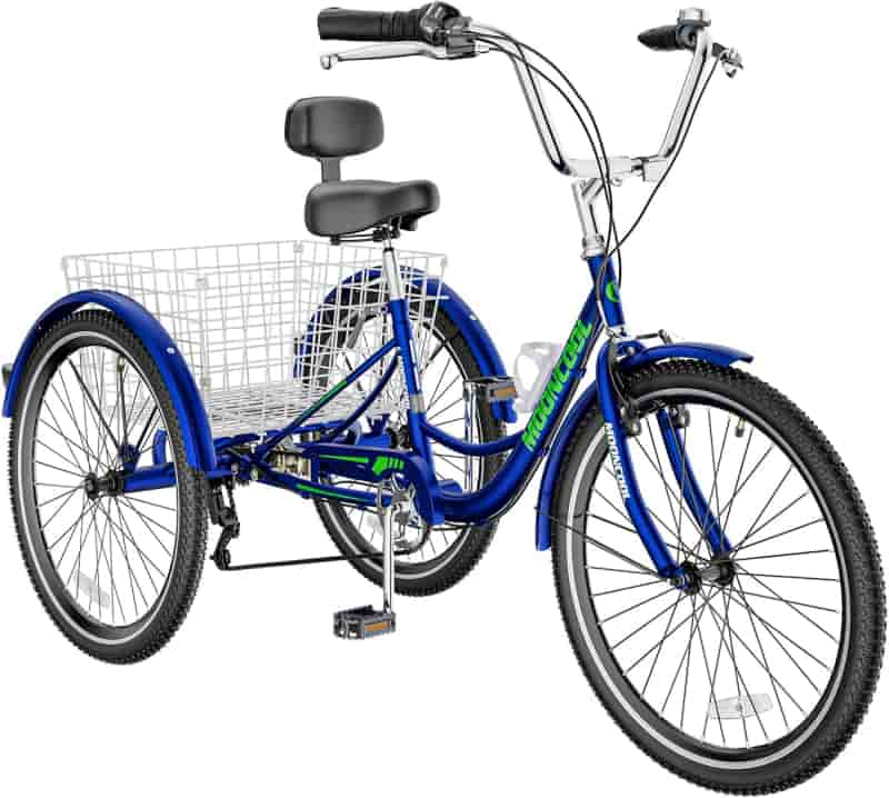 Adult 3-Wheel Tricycle with Basket, 7-Speed, 20/24/26 Inch.