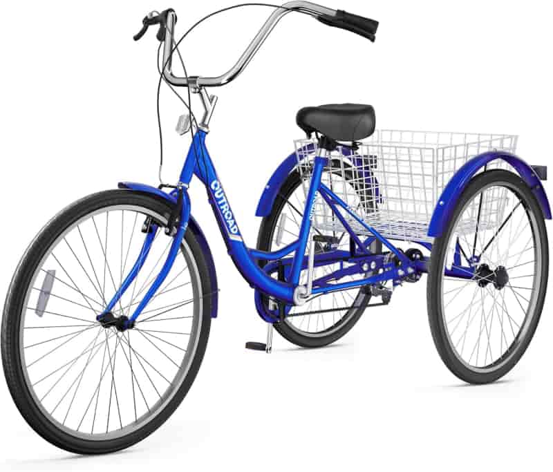 Adult Tricycle, 7-Speed 24/26-Inch with Large Basket, for Outdoor Use