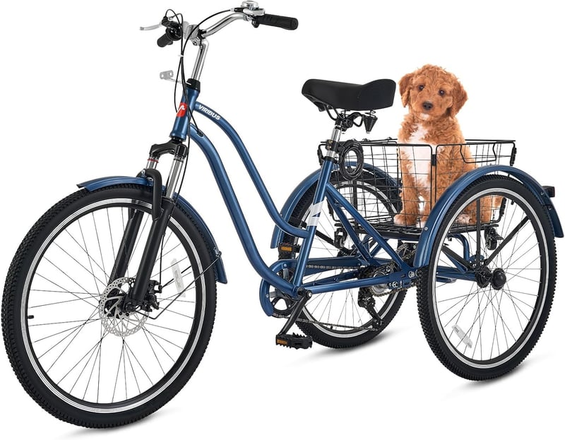 7-Speed Adult Tricycle with Suspension & Basket, 400 lb Capacity