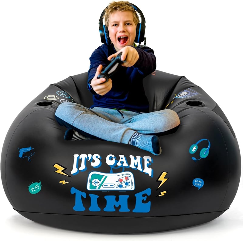 Inflatable Gaming Chair with Cup Holder for Kids