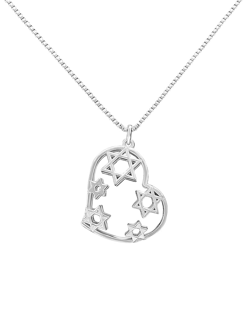Mother's Day Star of David Necklace - Sterling Silver Heart Design