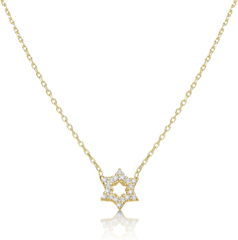 Star of David Necklace for Women with Pave Cubic Zirconia