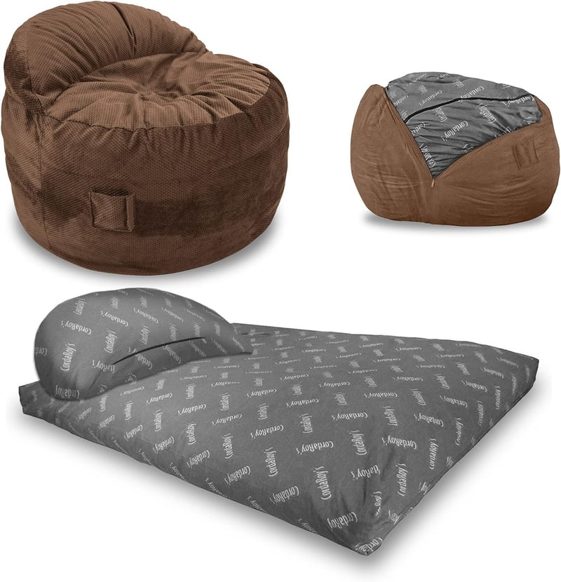 Convertible Gaming Bean Bag Chair & Bed-Espresso