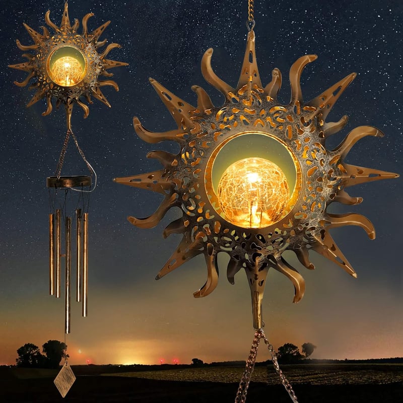 Sympathy Solar Wind Chimes for Mom or Grandma, Retro Outdoor Decor