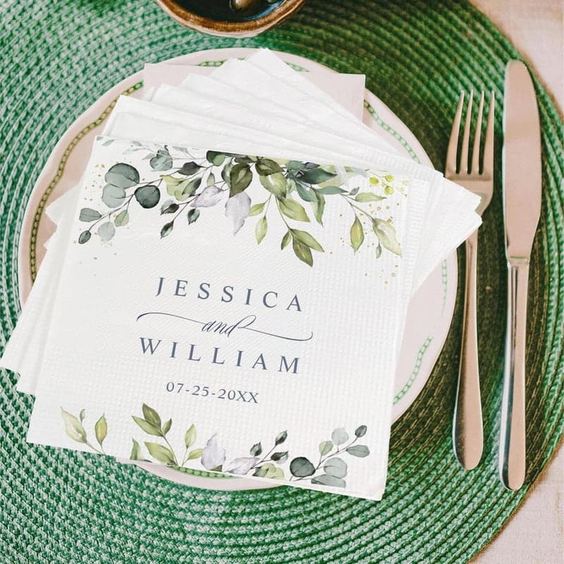 Wedding Cocktail Napkins - Personalized with Couple's Names