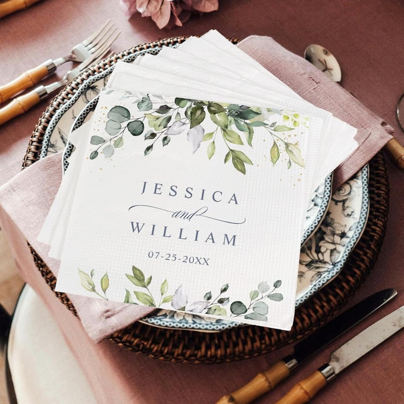 Wedding Cocktail Napkins - Personalized with Couple's Names