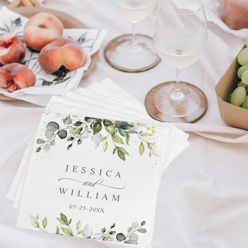 Wedding Cocktail Napkins - Personalized with Couple's Names