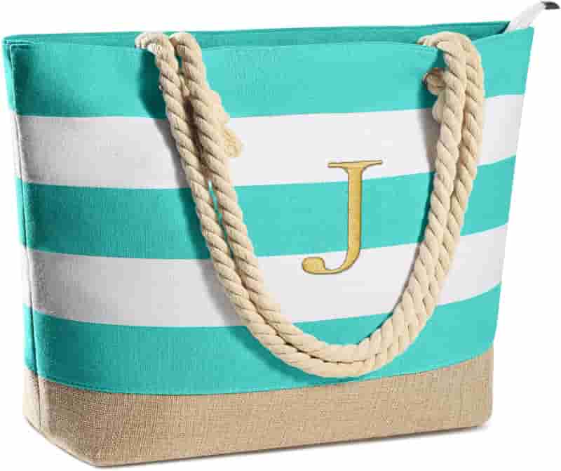 Personalized Initial Beach Tote Bag – Waterproof, Travel Essential