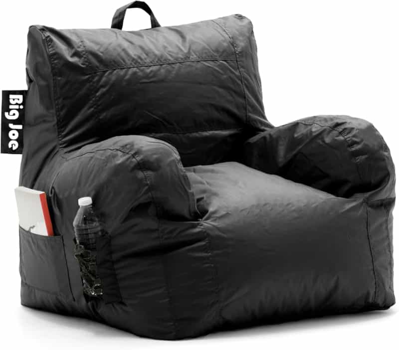 Bean Bag Chair with Pocket & Holder, Black, 3ft