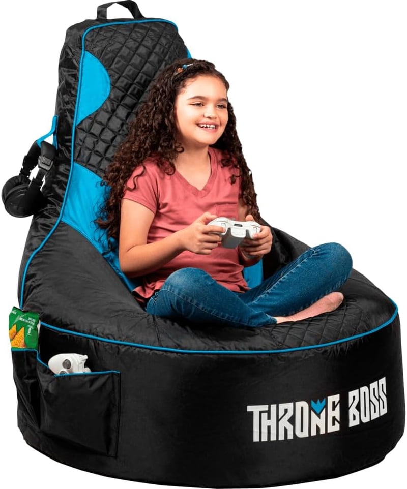 Gaming Bean Bag Chair Cover for Kids in Black/Blue