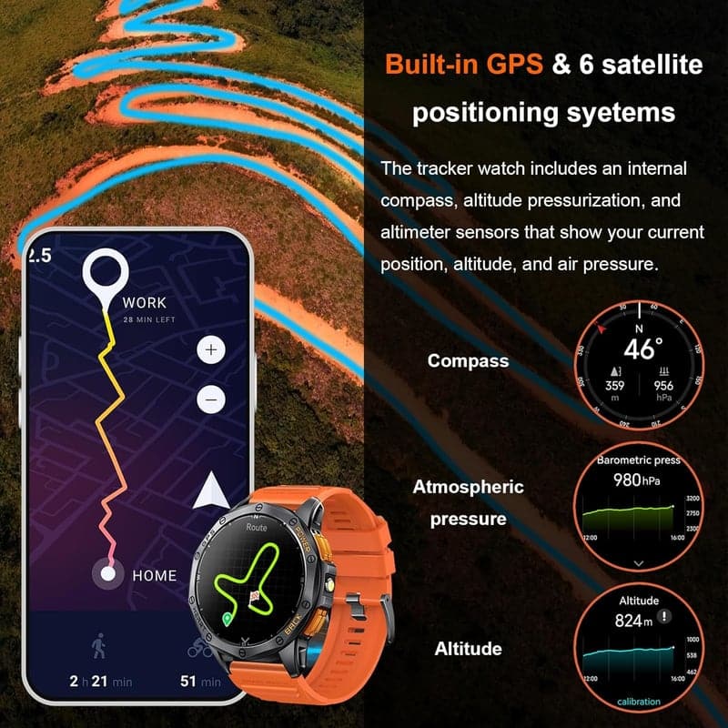 Military Smartwatch with GPS & 170+ Sport Modes for Men