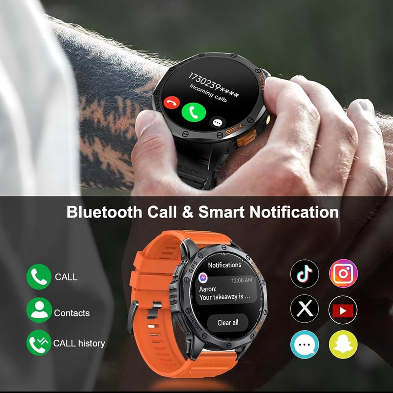 Military Smartwatch with GPS & 170+ Sport Modes for Men