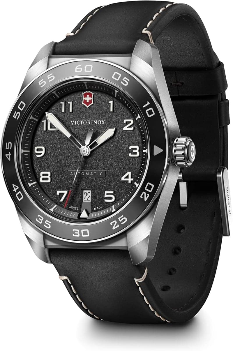 Victorinox Swiss Automatic Watch, Black Dial & Leather Strap, 42mm