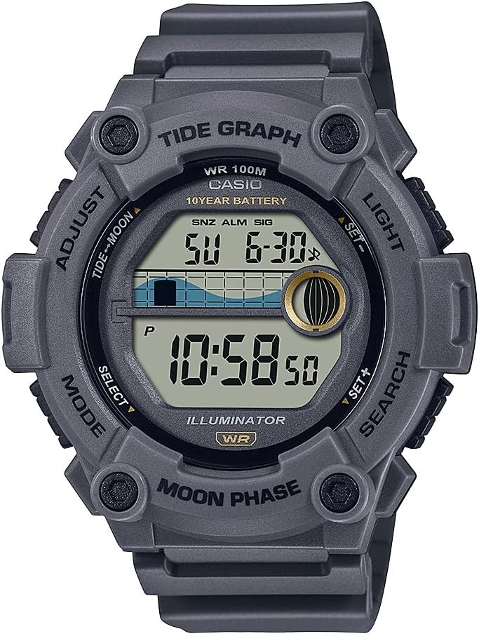 Casio WS1300H Digital Watch, 100M Water Resistant, LED, 10-Year Battery