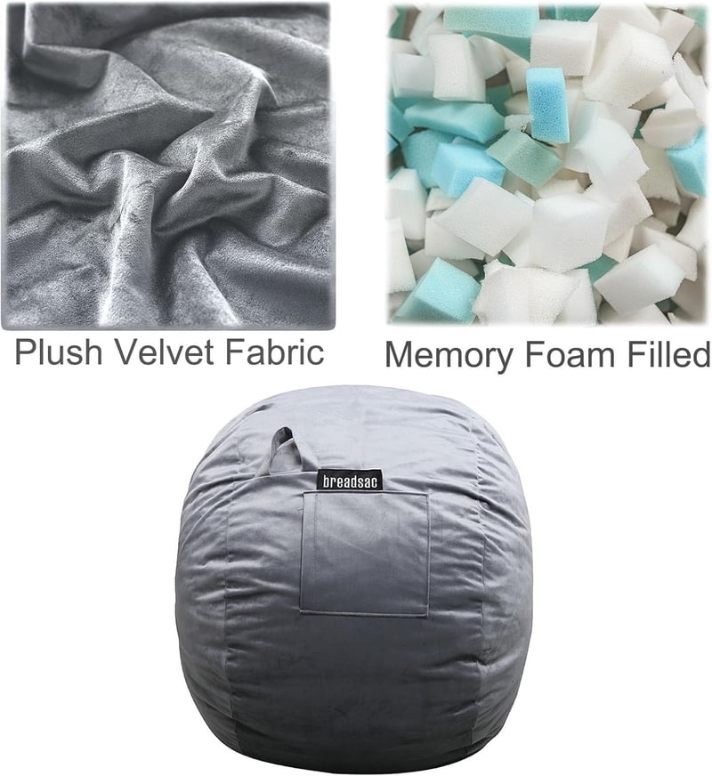 Memory Foam Velvet Bean Bag Chair for All Ages