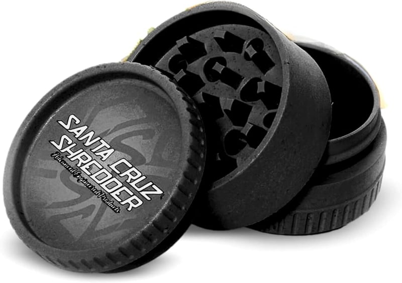 3-Piece Black Herb Grinder with Knurled Grip, 2.2